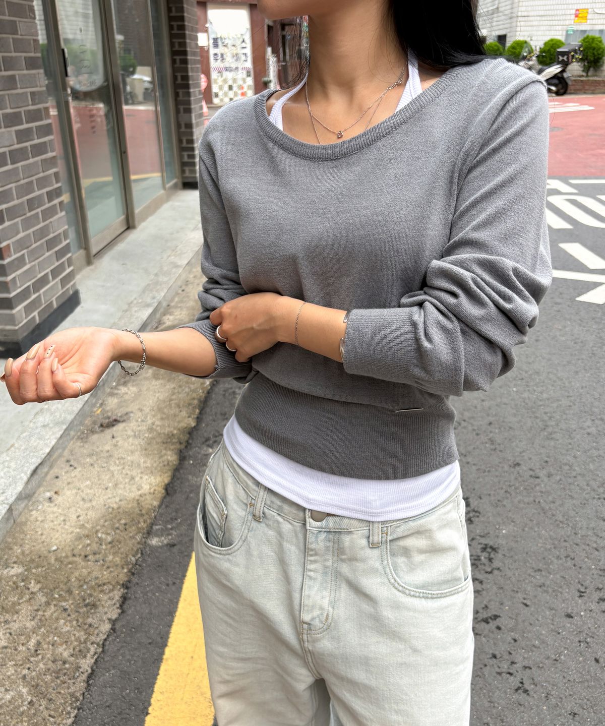 포르테나(PORTERNA) ESSENTIAL U-NECK KNIT-3COLOR