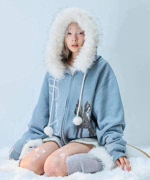 L21 SNOW FUR HOOD ZIP-UP(SKY BLUE)