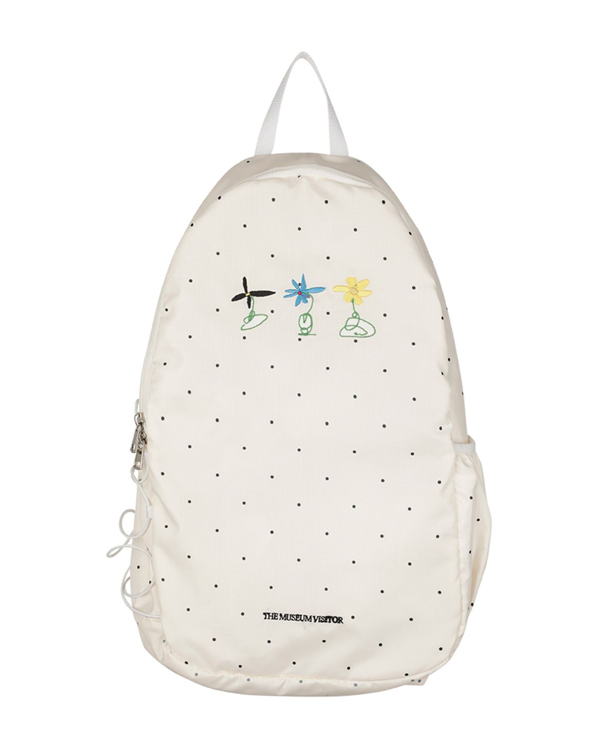 더뮤지엄비지터(THEMUSEUMVISITOR) POLKA DOT SYMBOL EMBROIDERED BACKPACK (WHITE)