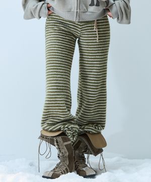 L21 COZY PLUFFY KNIT PANTS(OLIVE GREEN)