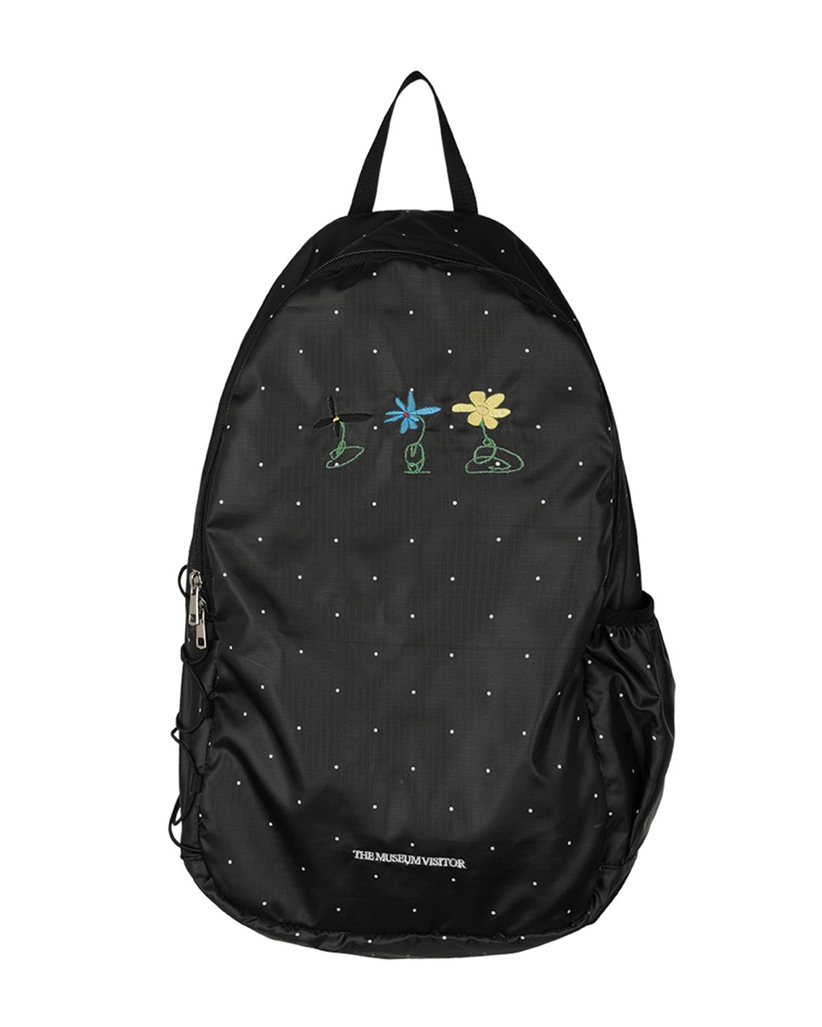 더뮤지엄비지터(THEMUSEUMVISITOR) POLKA DOT SYMBOL EMBROIDERED BACKPACK (BLACK)