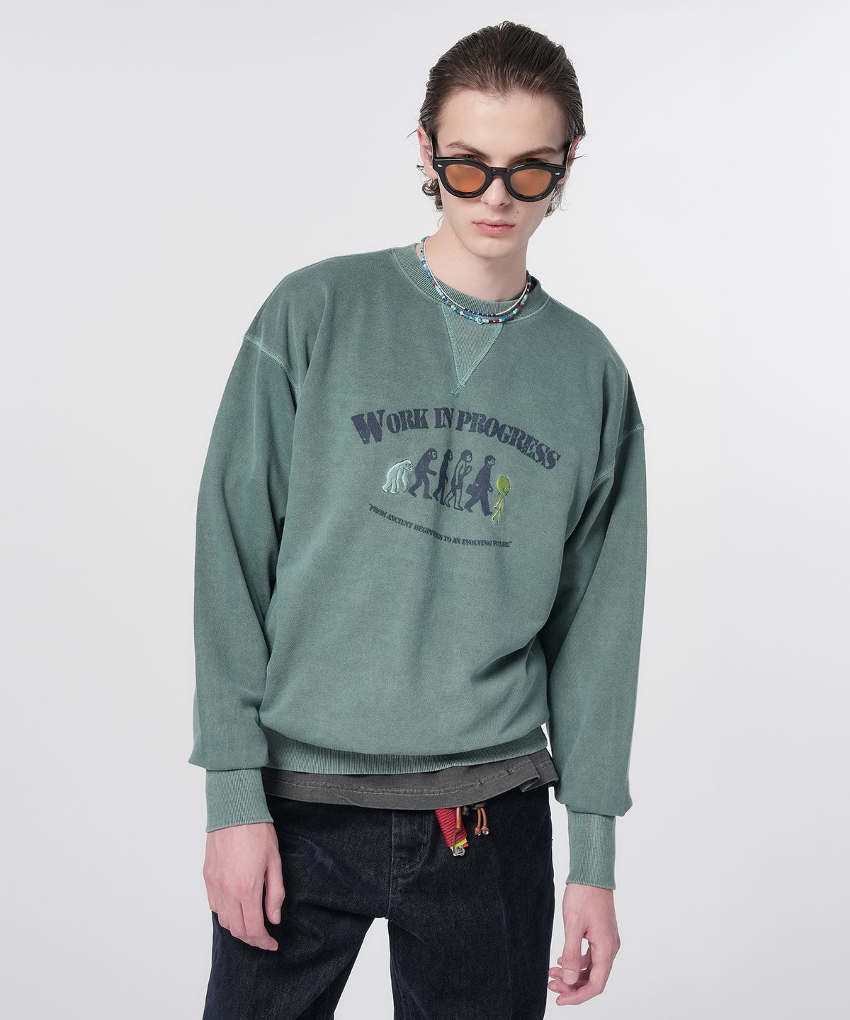 홍우성(HONGWOOSUNG) Pigment Unit Sweatshirts_Dark Green