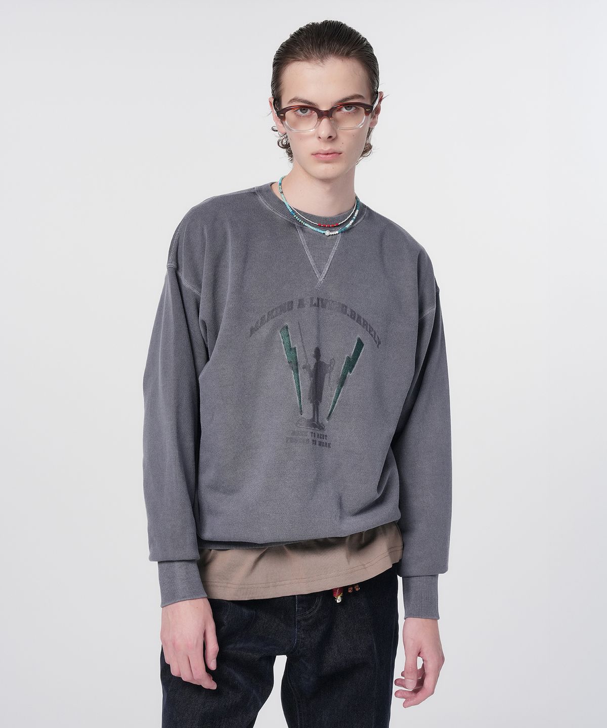 홍우성(HONGWOOSUNG) Pigment Unit Sweatshirts_Greenish Navy