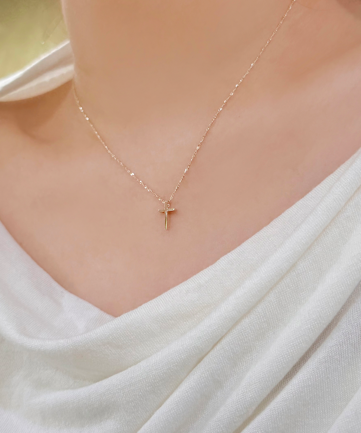 제이라헬(J-RAHEL) [14K/18K 골드] 심플 베이직 크로스 목걸이