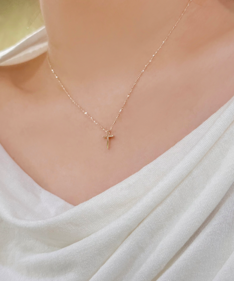 [14K/18K 골드] 심플 베이직 크로스 목걸이