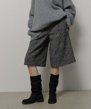 HERRINGBONE BERMUDA PANTS (BLACK)