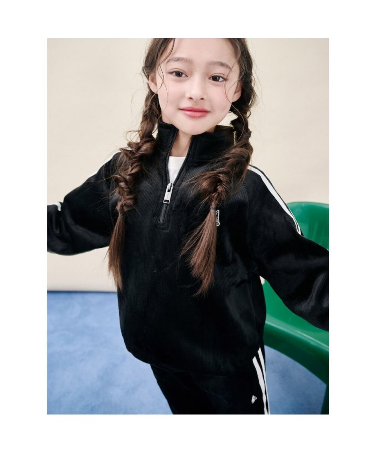 빈폴 키즈(BEANPOLE KIDS) 골벨로아 반집업 2PCS 상하 세트  블랙 (BI5Y41U035)