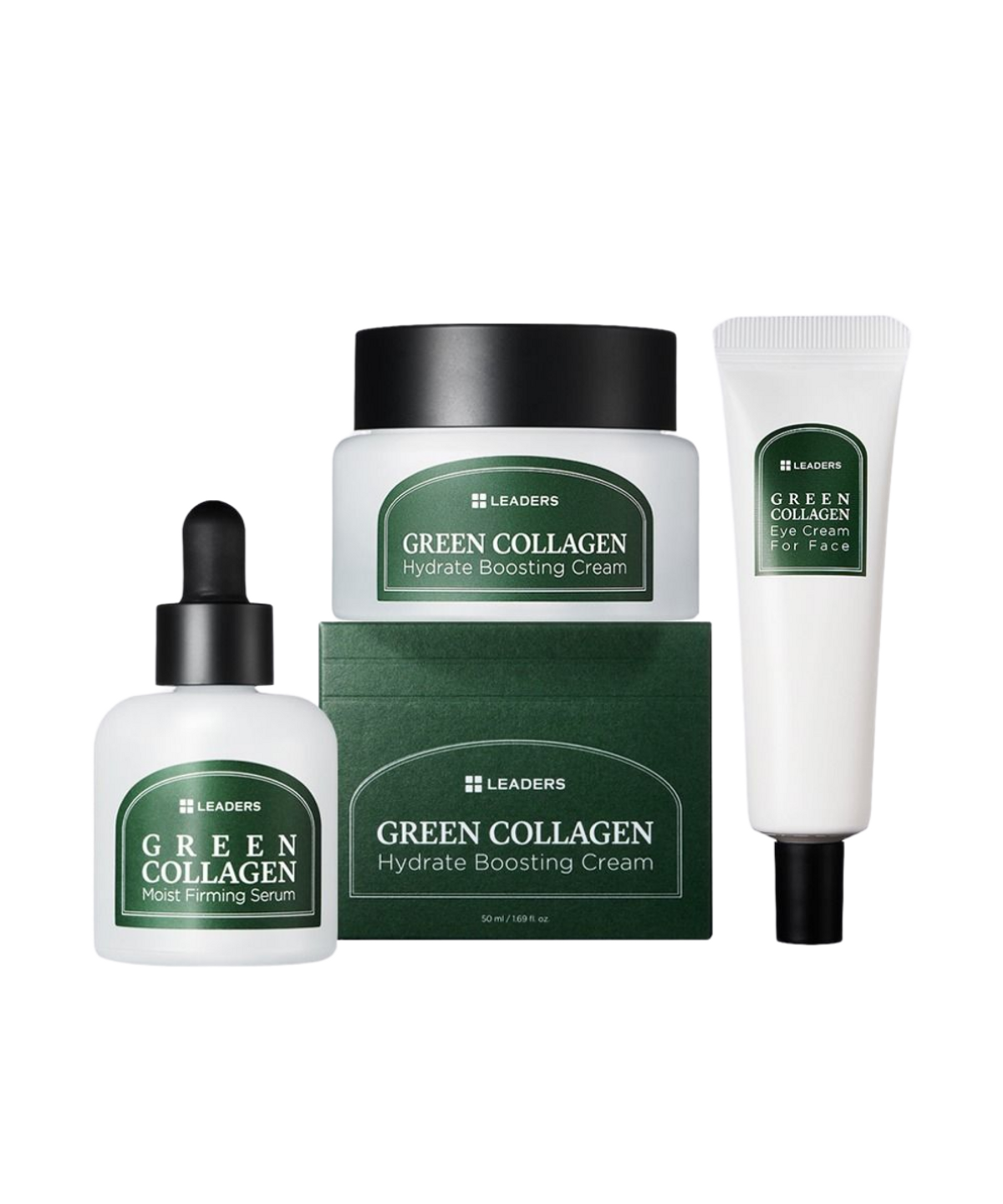 리더스코스메틱(LEADERS COSMETICS) 리더스 그린 콜라겐 3종 (세럼 30ml+크림 50ml+아이크림 30ml)