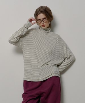 STRIPE TURTLE NECK LONG SLEEVE (IVORY)
