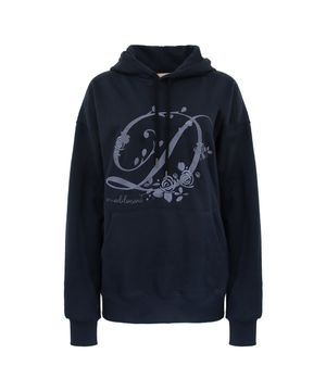BLOSSOMING ROSE LOGO HOODIE NAVY