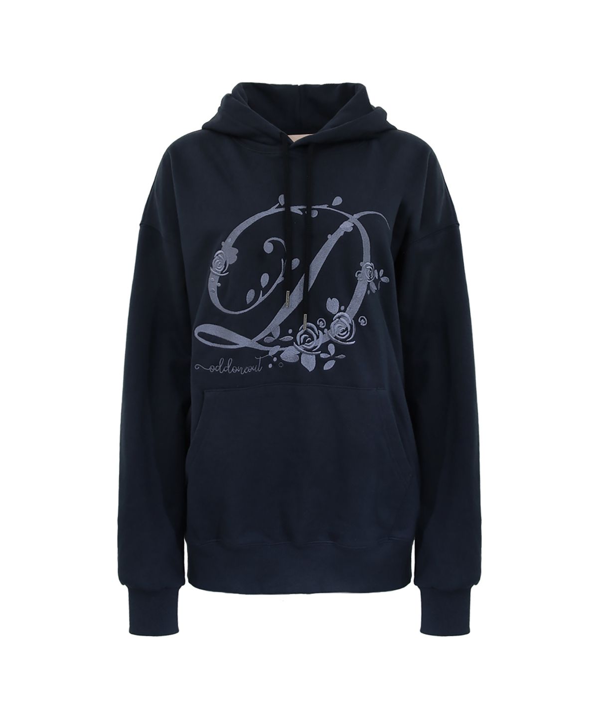 오드원아웃(ODDONEOUT) BLOSSOMING ROSE LOGO HOODIE NAVY
