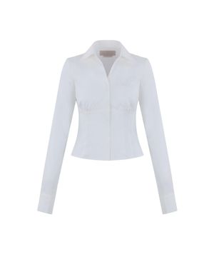 D LOGO V NECK SHIRTS WHITE