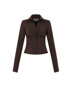 D LOGO V NECK SHIRTS BROWN