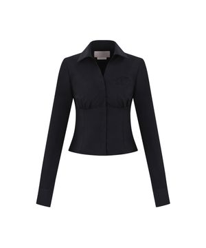 D LOGO V NECK SHIRTS BLACK