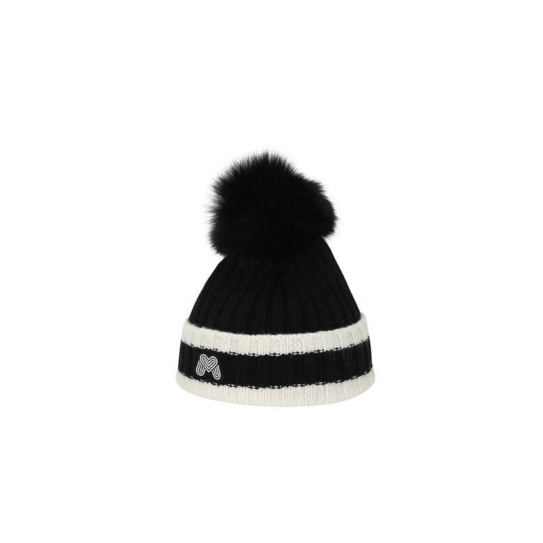 Cozy Pom Knit Beanie_BLACK