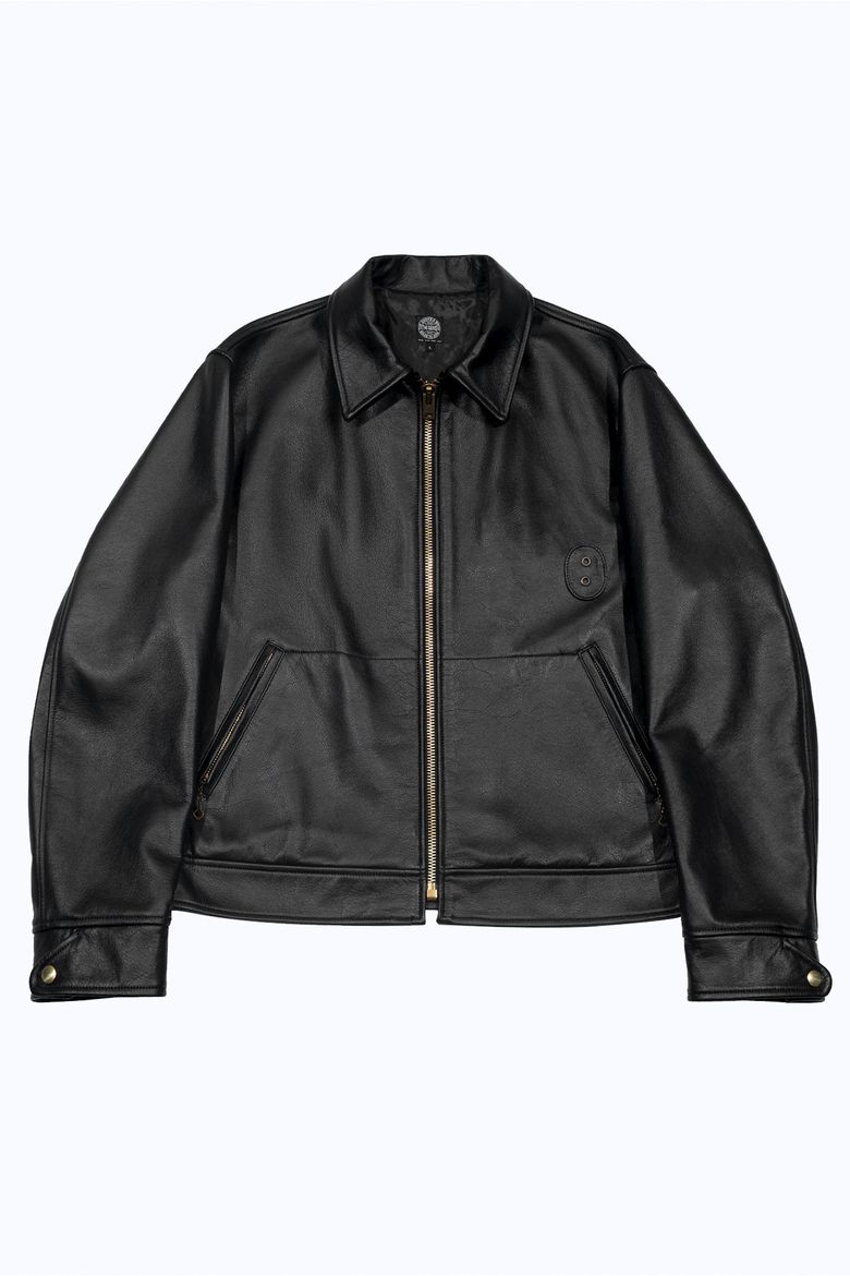 Police patrol jacket -  Black split leather
