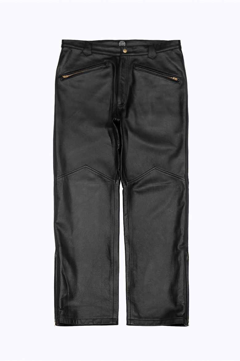 Biker pants - Black leather
