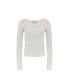 BUTTON MELANGE KNIT TOP IVORY