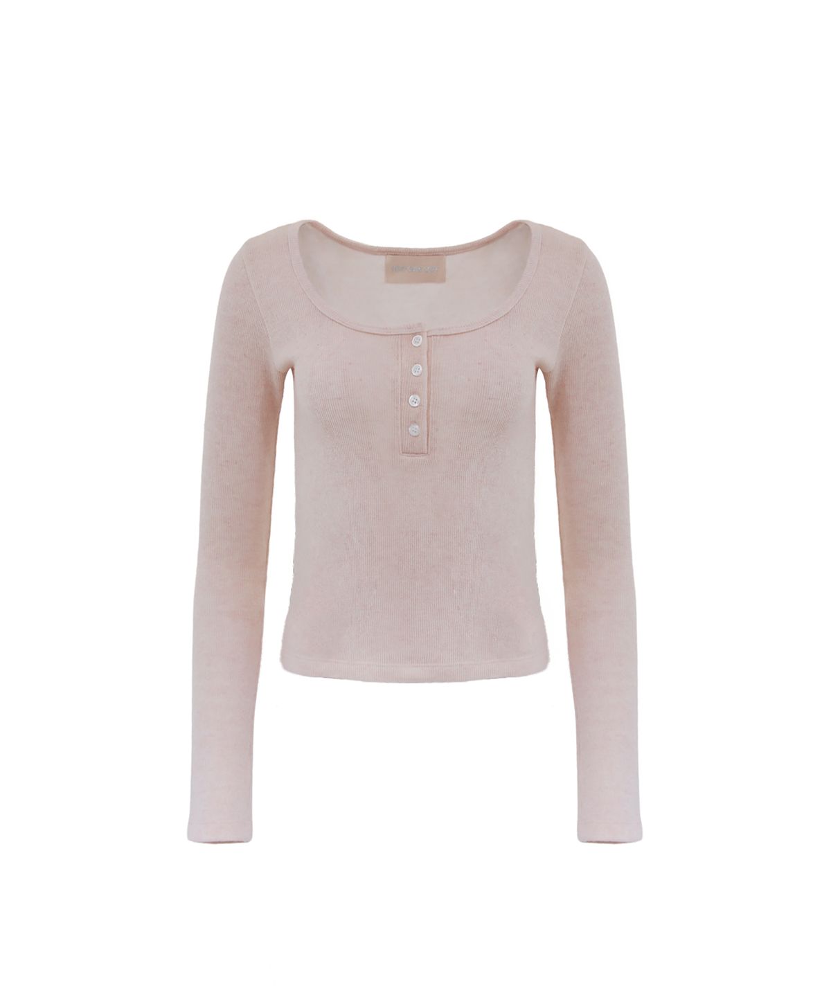 오드원아웃(ODDONEOUT) BUTTON MELANGE KNIT TOP PEACH