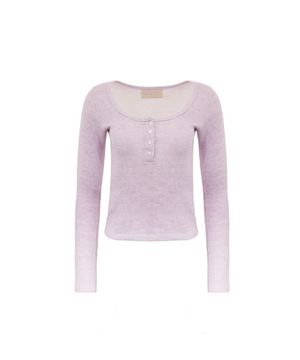 BUTTON MELANGE KNIT TOP L.PURPLE