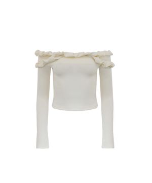 TWIST FRILL OFF-SHOULDER TOP IVORY