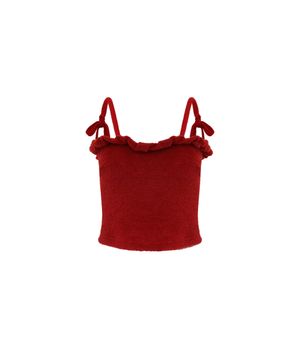 TWIST FRILL TERRY TOP RED