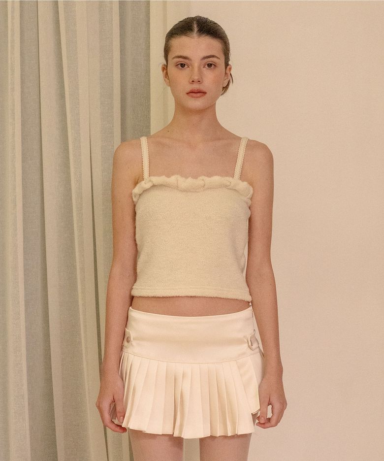 TWIST FRILL TERRY TOP IVORY