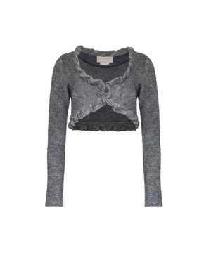 TWIST FRILL TERRY CARDIGAN GRAY