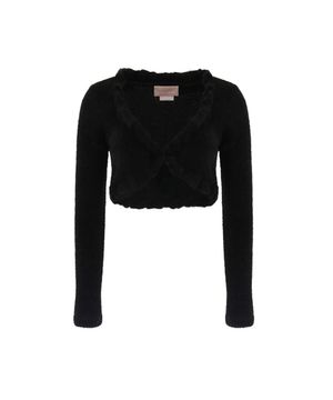 TWIST FRILL TERRY CARDIGAN BLACK