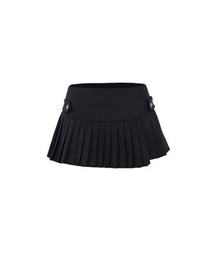 UNBALANCE PLEATS SKIRT BLACK