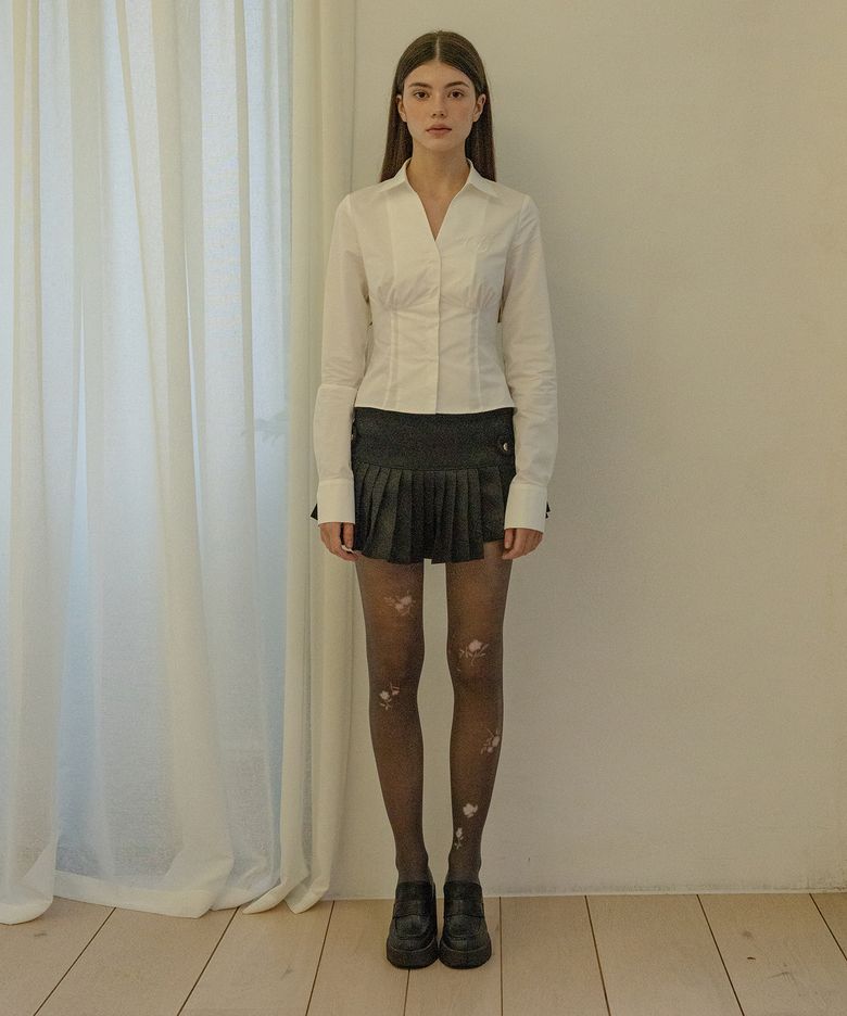 UNBALANCE PLEATS SKIRT BLACK