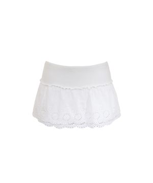 COTTON FLARE SKIRT PANTS WHITE