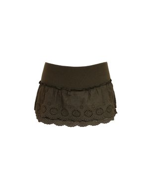 COTTON FLARE SKIRT PANTS BROWN