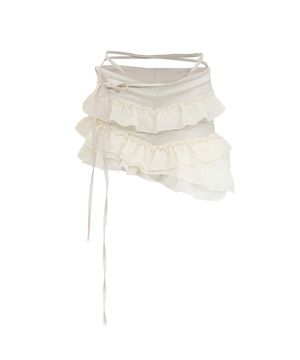 STRING&LAYERED FRILL SKIRT PANTS BEIGE