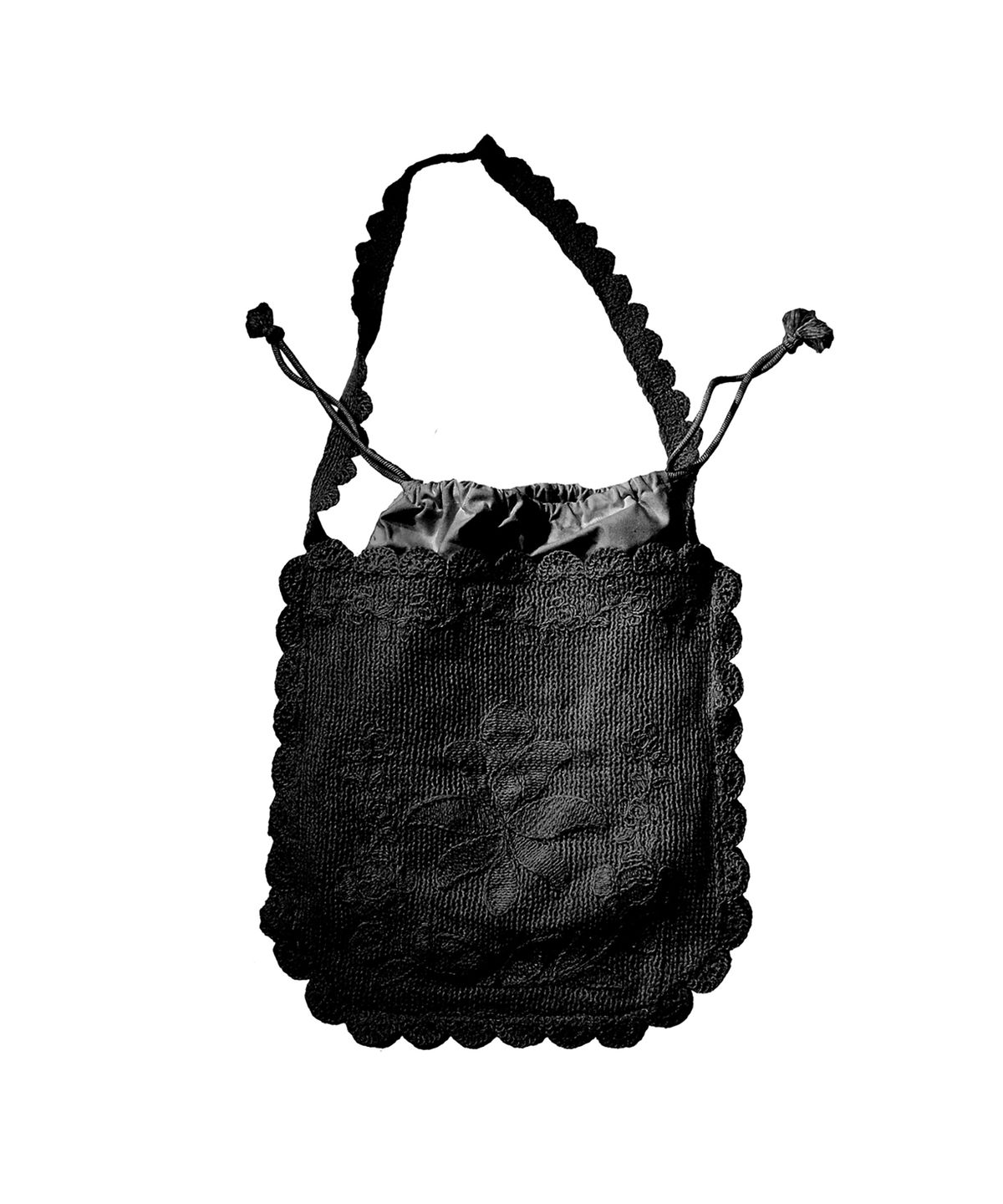 오드원아웃(ODDONEOUT) FLOWER LACE KNIT TOTE BAG BLACK