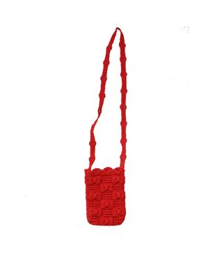 RIBBON KNIT MINI CROSS BAG RED