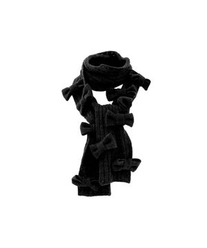KNIT RIBBON MUFFLER BLACK
