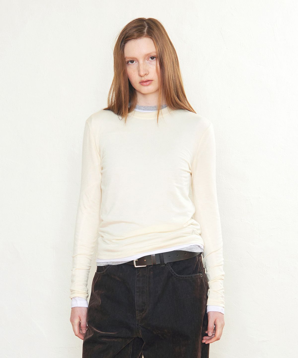 로우클래식(LOW CLASSIC) Lc WOOL JERSEY T-SHIRT_IVORY_LC254TS08IV