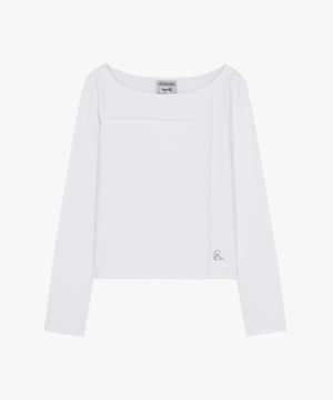 크로스 핀턱 보트넥 롱슬리브 티_WHITE : RADIANT159