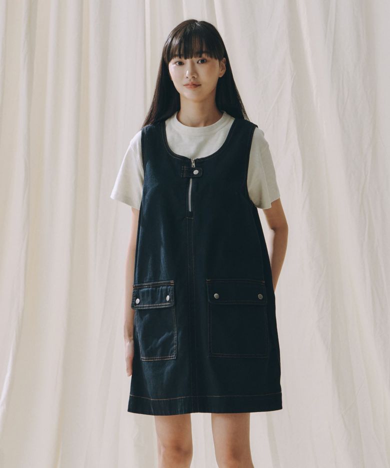 UTILITY POCKET OVERALL SKIRT NAVY