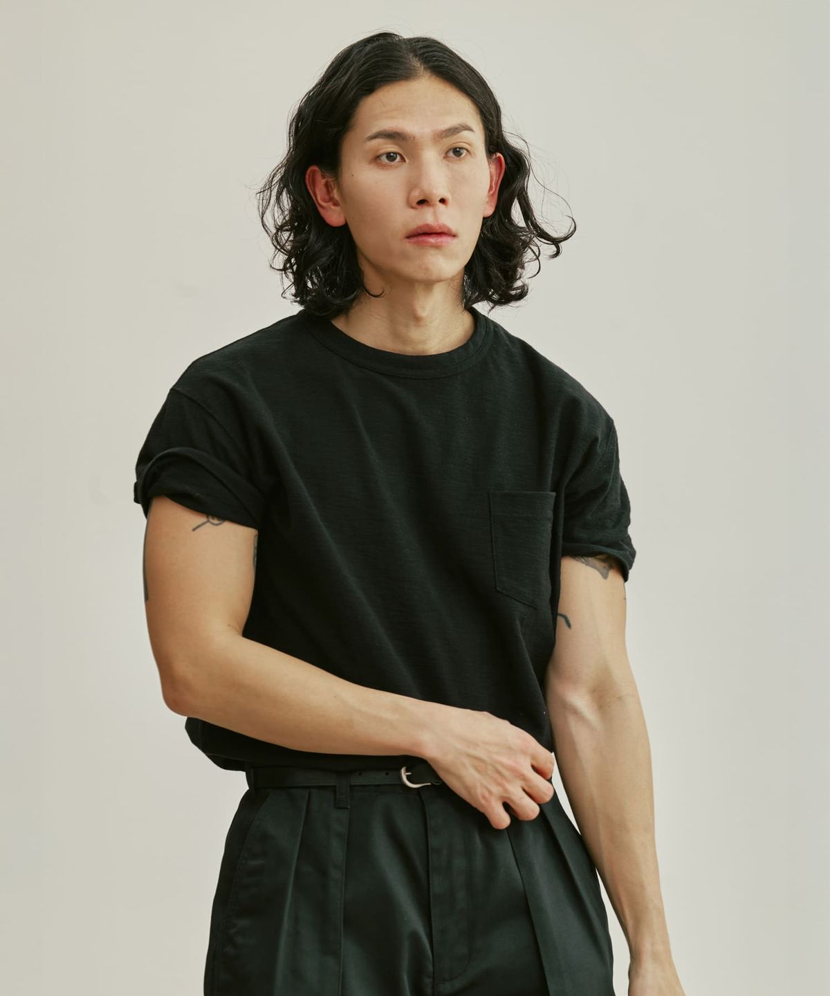 유니버셜 오버롤(UNIVERSAL OVERALL) SLUB POCKET T-SHIRT BLACK