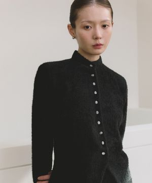 COC HALF NECK CARDIGAN BLACK