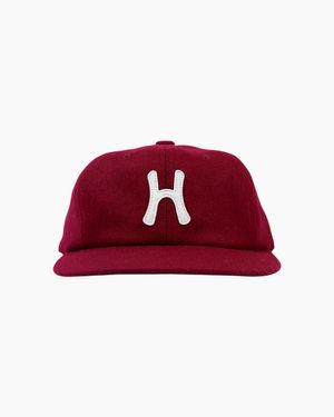 H Logo Wool Relaxed Fit 6Panel Cap_Burgundy