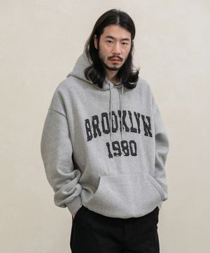 브루클린 1980 컷오프 자수 기모 후드티 2컬러