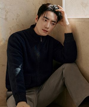 25FW 울 블렌드 윈드프루프 니트 집업 네이비