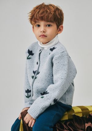 BZ72CK01SB 블루 플라워자카드 니트 가디건