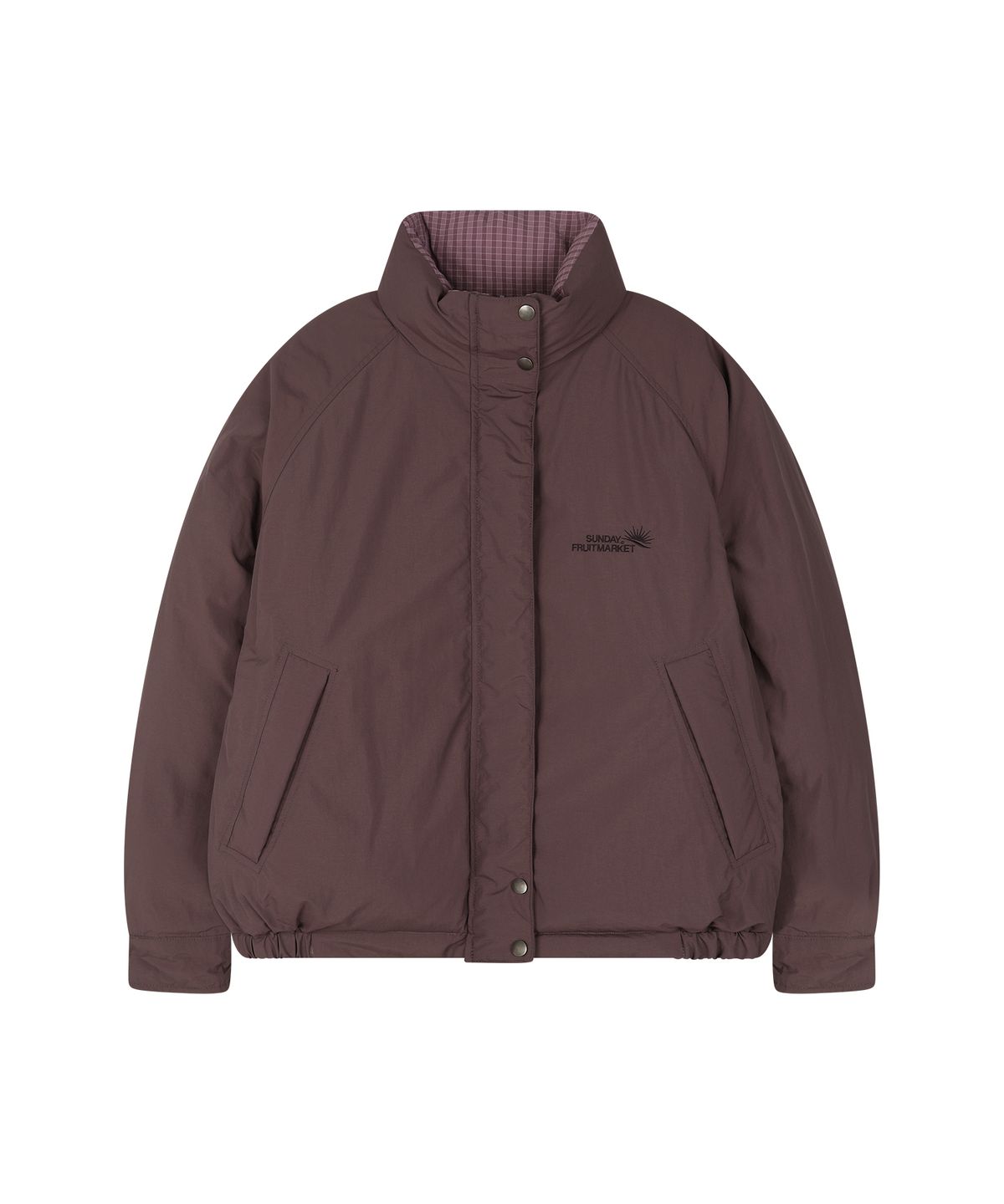 선데이후르츠마켓(SUNDAY FRUIT MARKET) CHECK REVERSIBLE DOWN PUFFER PURPLE
