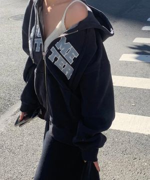 Corduroy Logo Hoodie Zip-Up - Charcoal