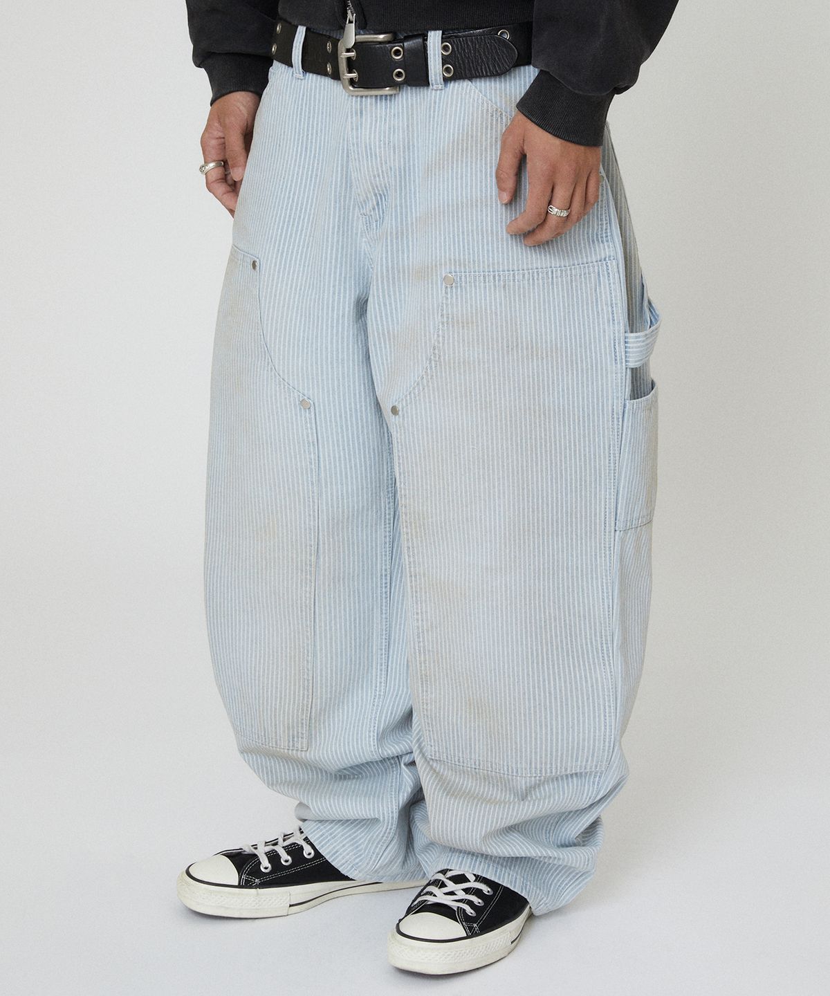 스웨이드(SUADE) STRIPE DOUBLE KNEE DENIM [BLUE]