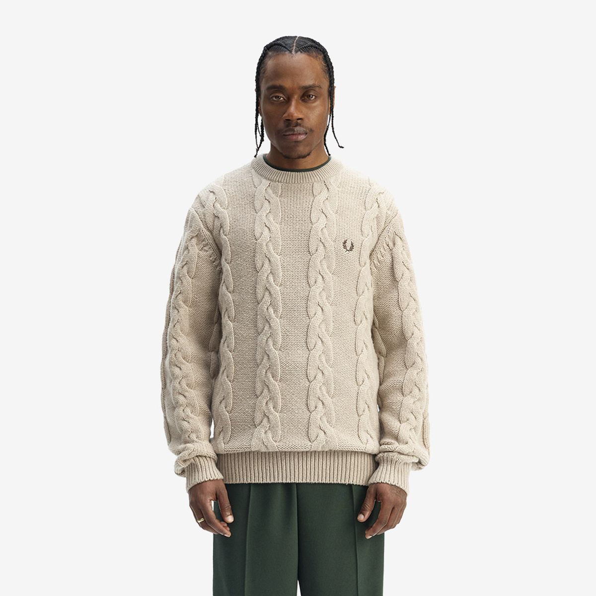 프레드페리(FRED PERRY) [Sharp] 청키 케이블 니트 - 웜 오트 AFPM2538562-Z19